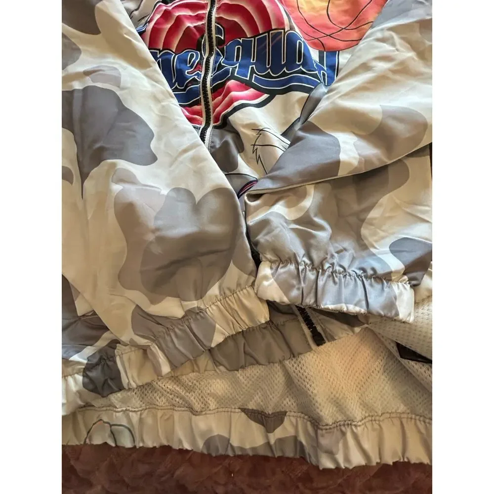 Space Jam Members Only jacket mens Sz Large Tune Squad Windbreaker‎ Gray Camo